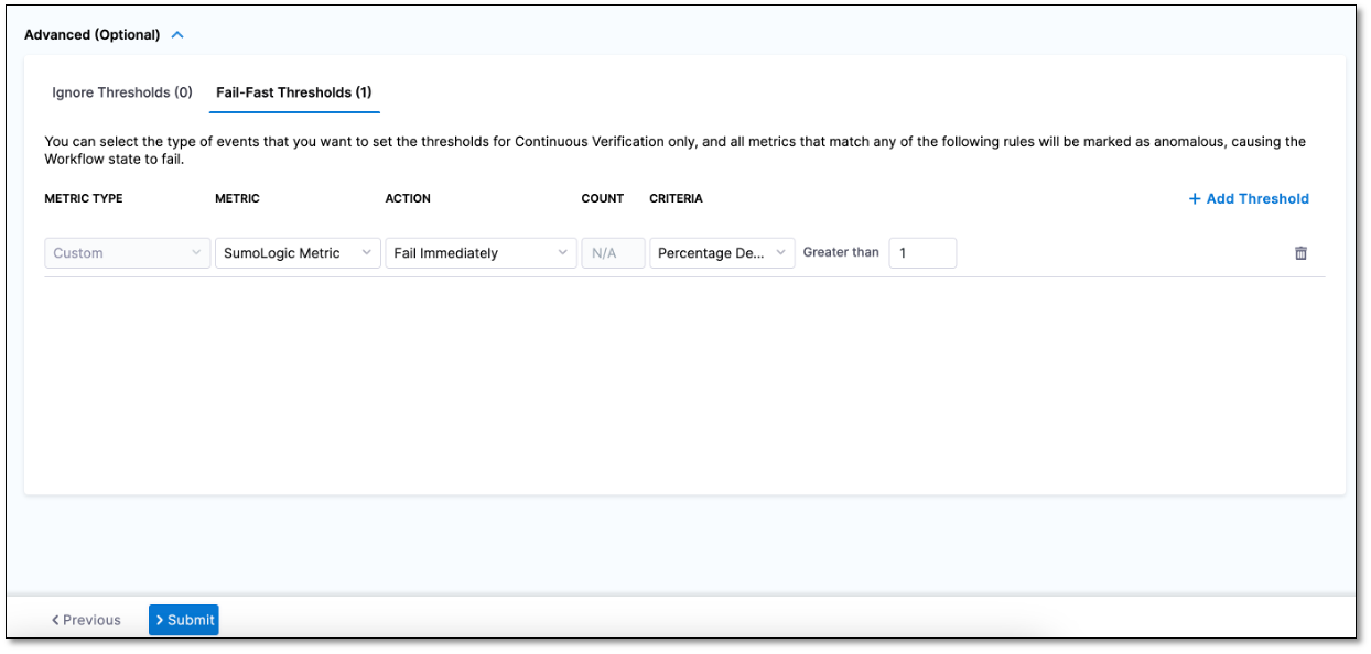 Configure threshold